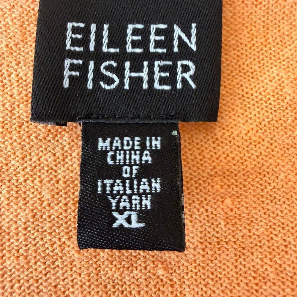 Eileen Fisher Orange Gild the Lily Cotton Lightweight Italian Yarn Long Sleeves - Picture 7 of 13